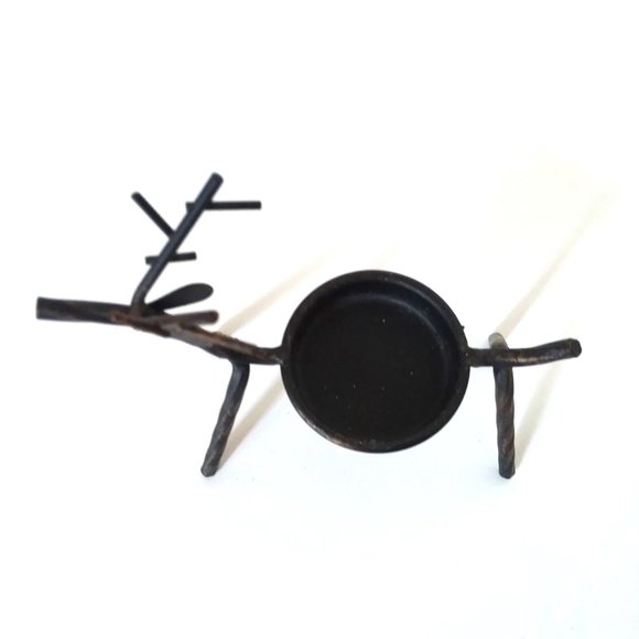 Reindeer Tealight Candle Holder Metal Rustic Cabin Holiday Winter Christmas Deco - Picture 5 of 6